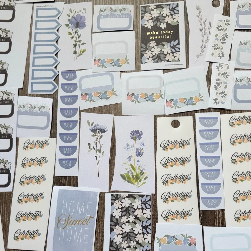 ❤️$5 Blue Hue Florals Not So Mystery Happy Planner Sticker Set
